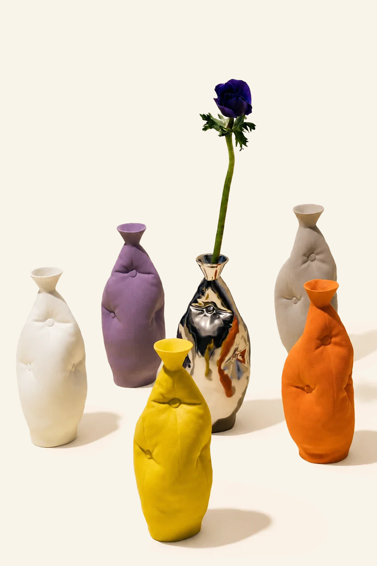 Cushioned Silhouette Multicolor Ceramic Flower Vase