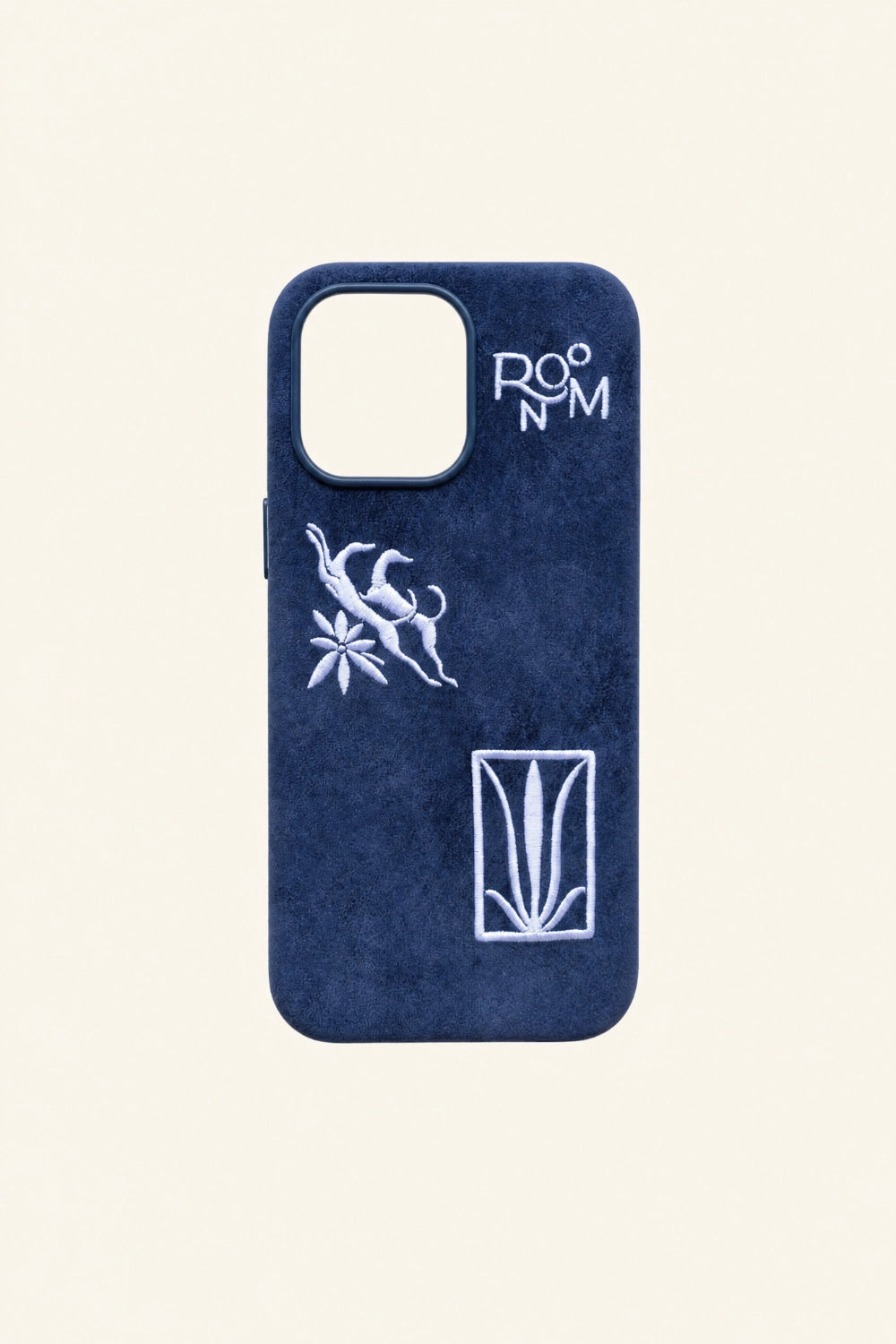 Blue shamanic embroidered phone case with intricate tribal patterns, designed by TRLab Shop for a stylish and protective accessory.