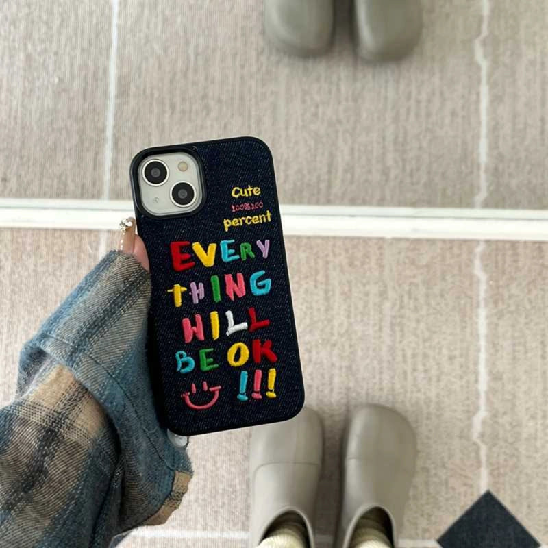 Colorful embroidered letters phone case by TRLab Shop, featuring vibrant letter designs on a protective accessory.