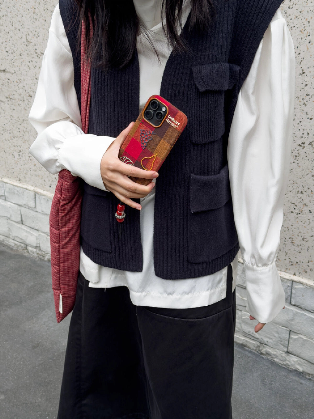 Fruit and bread embroidered phone case by TRLab Shop featuring colorful fruit and bread designs on a protective accessory.