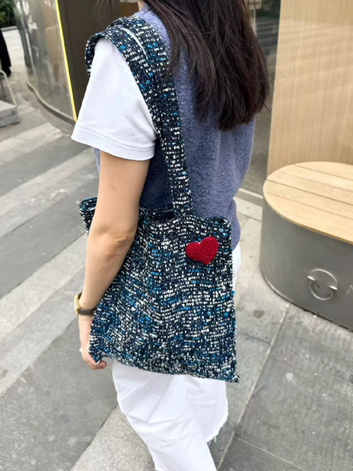 Sapphire blue hour tote bag with matching phone pouch from TRLab Shop, featuring sleek design and spacious interior.