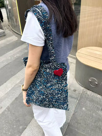 Sapphire blue hour tote bag with matching phone pouch from TRLab Shop, featuring sleek design and spacious interior.