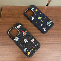 Embroidered beach phone case by TRLab Shop featuring colorful floral embroidery on a protective silicone cover.