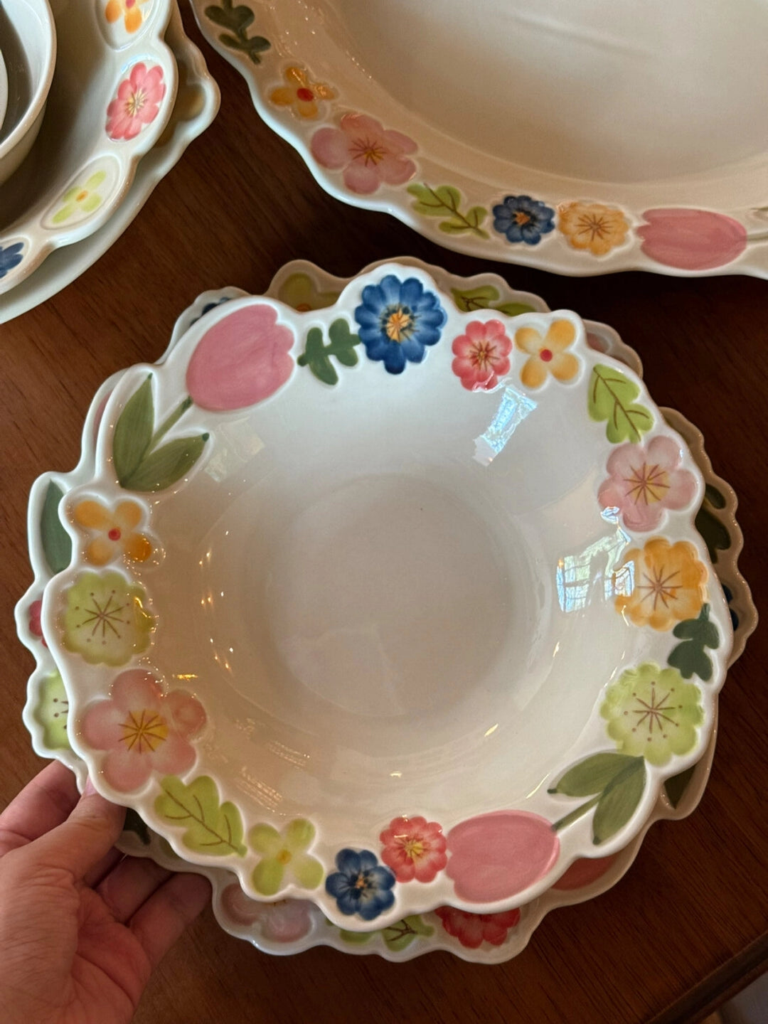 Floral Ceramic Bowl & Soup Plate