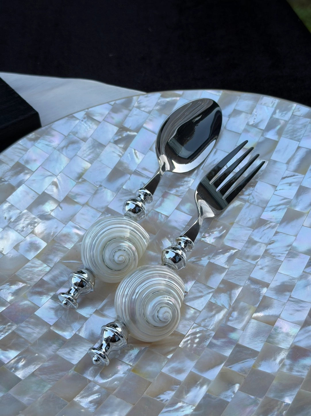Moonlight Pearl Conch Stainless Steel Spoon & Fork - TRLab Shop