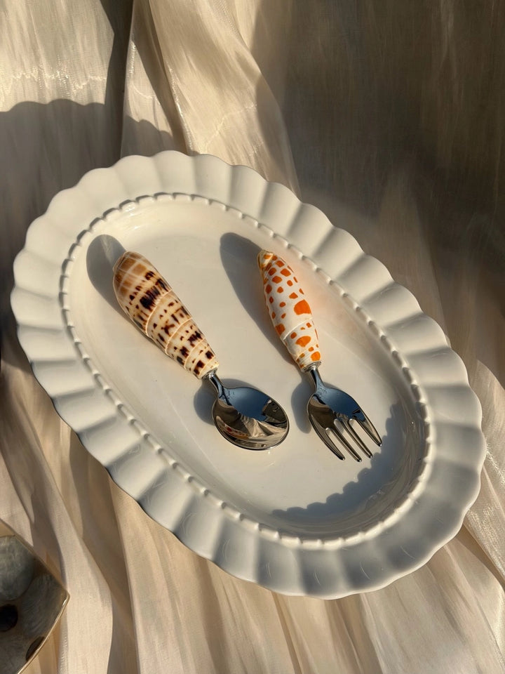 Natural Conch Stainless Steel Spoon & Fork