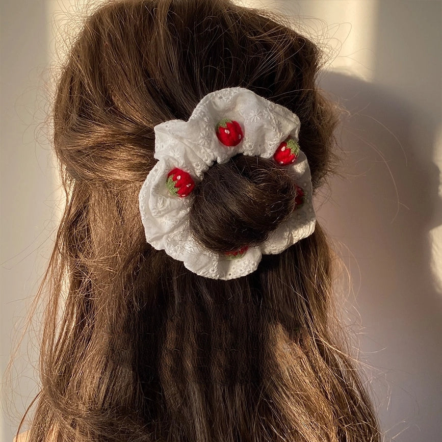 Strawberry Cream Cake Wavy Hem Scrunchie - TRLab Shop