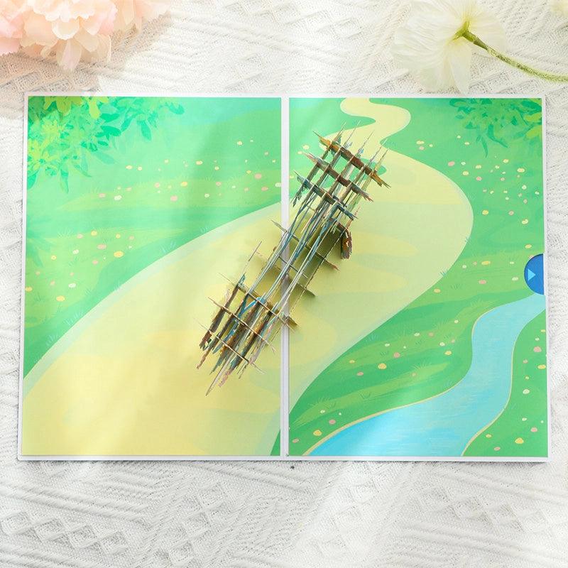 Bicycle in Full Bloom 3D Pop Up Paper Art Greeting Card