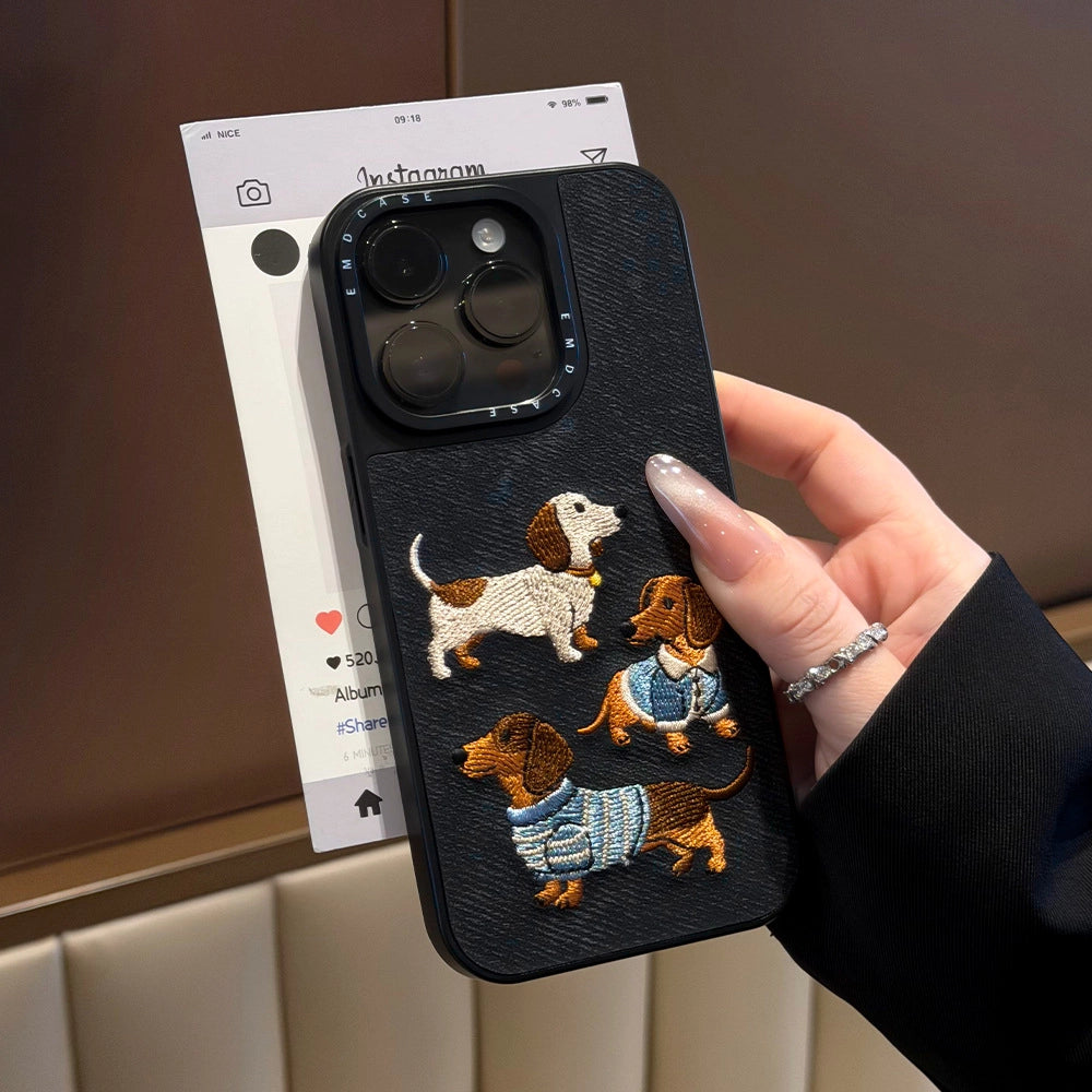 Embroidered Dachshund Phone Case - TRLab Shop