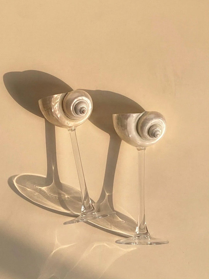 Silver & Green Conch Wine Glass