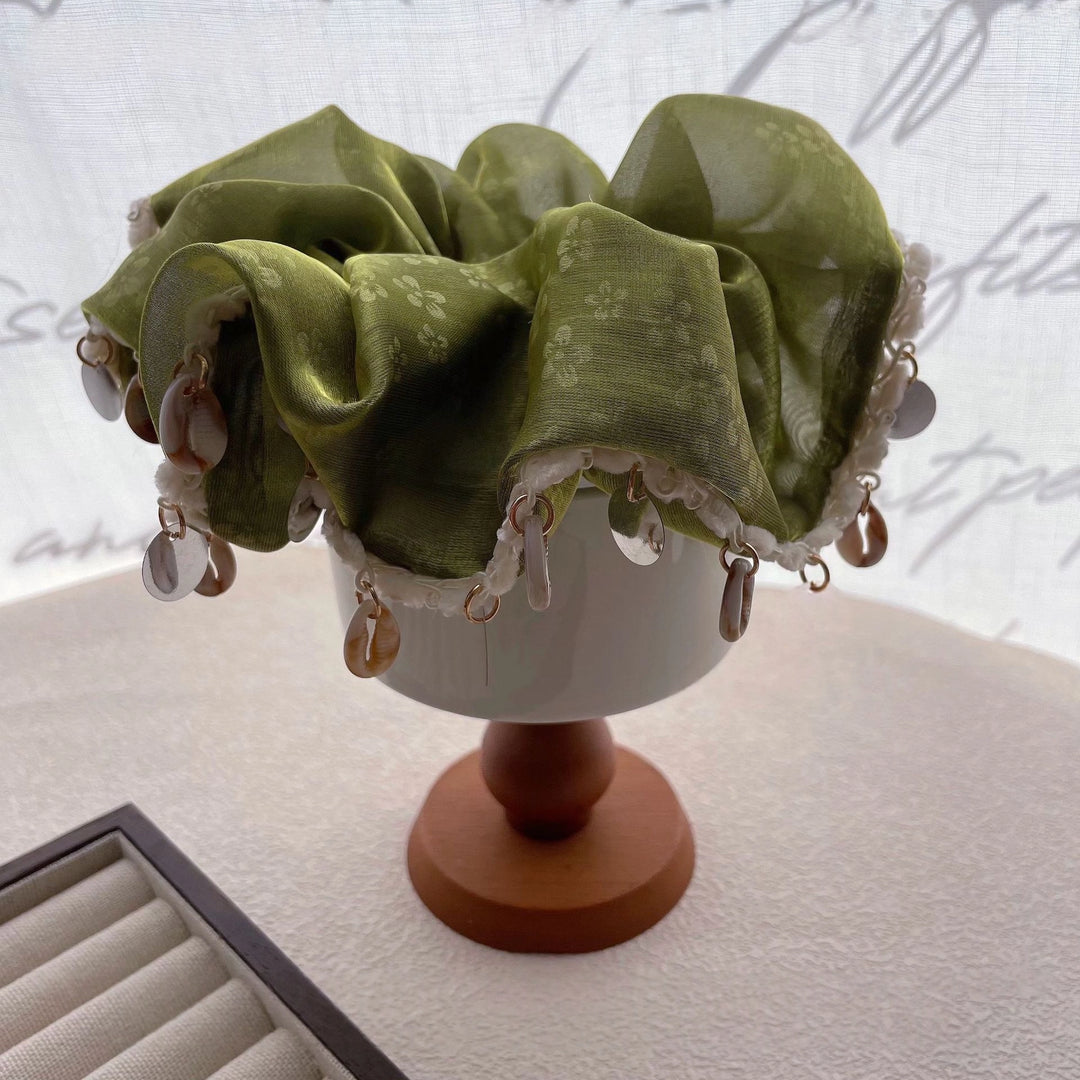 Green Sea Breeze Wavy Hem Scrunchie - TRLab Shop