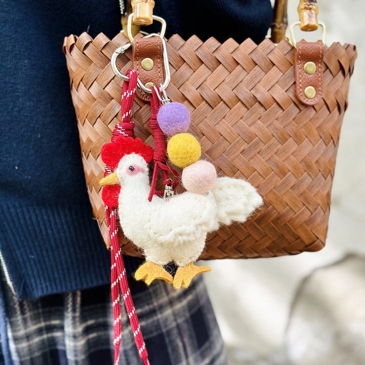Felted Colorful & White Rooster Charm - TRLab Shop
