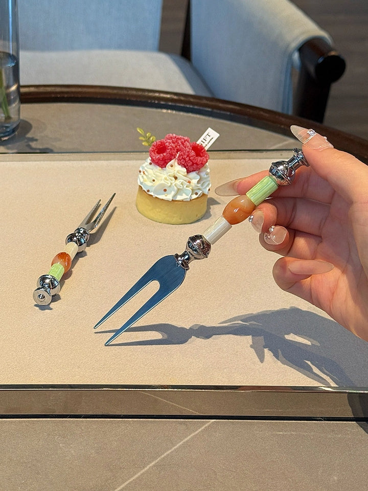 Amber Lime Beads Fruit Fork