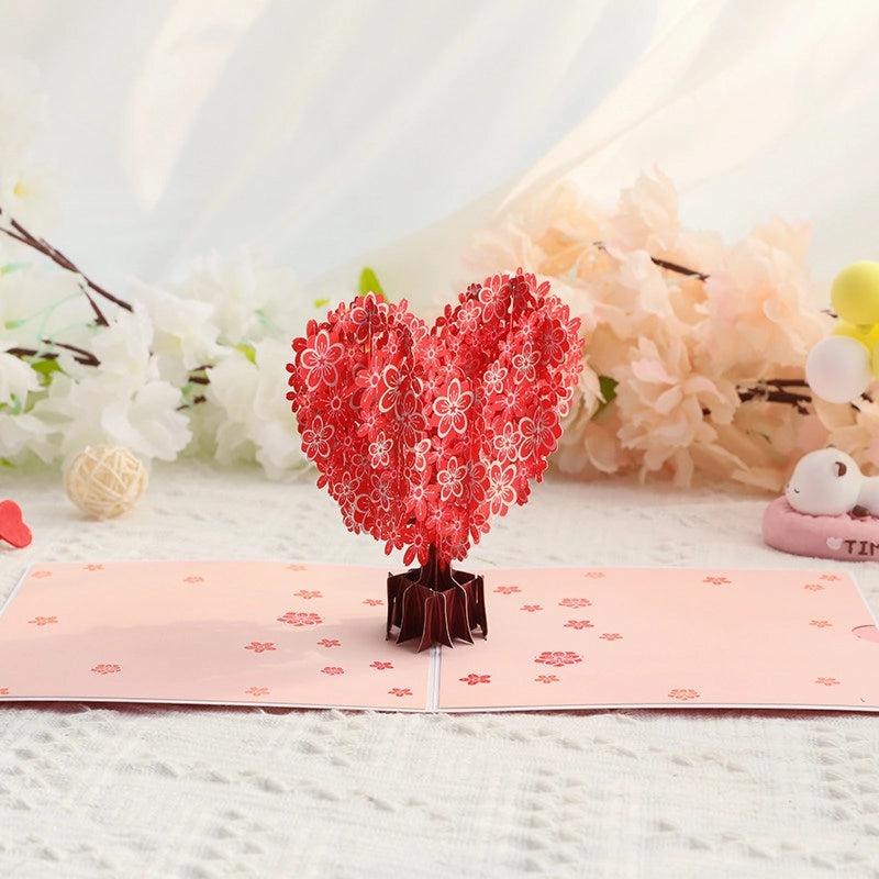 Love Heart Sakura 3D Pop Up Paper Art Greeting Card