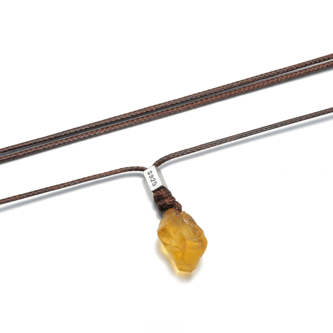 Brazilian Citrine Leather Cord Necklace