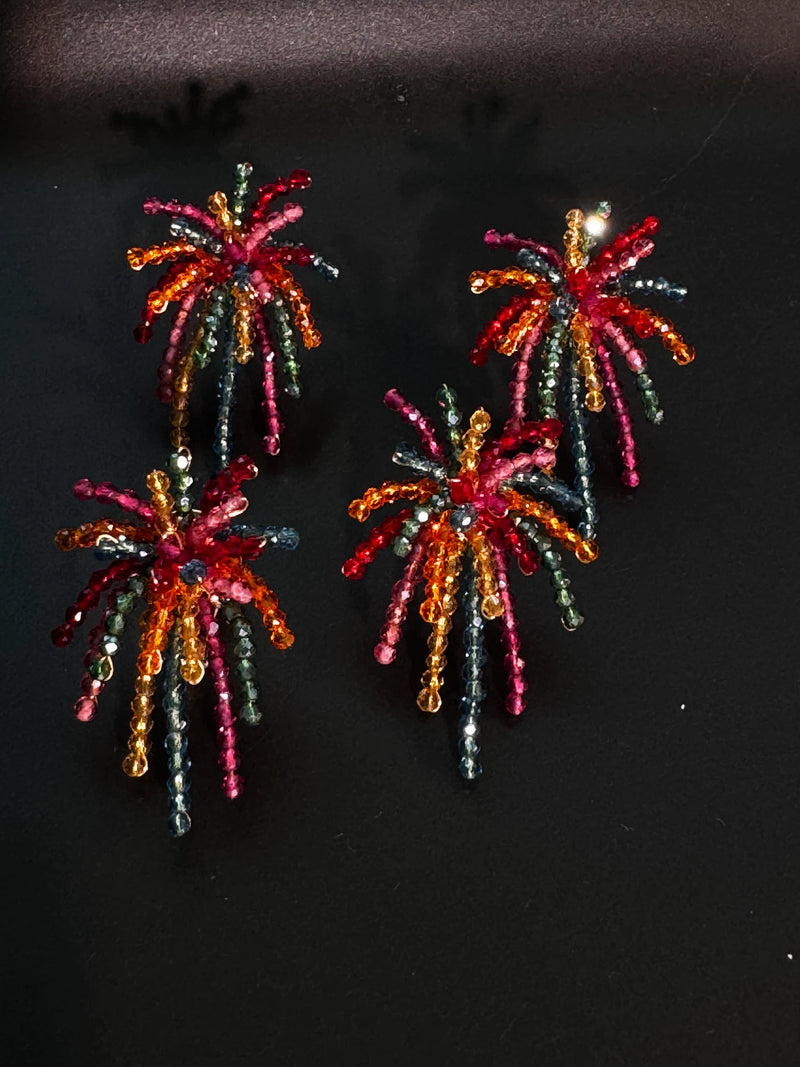 New Year's Fireworks Beaded Earrings