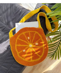 Felted Pear & Orange Crossbody Bag