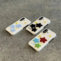Leather Terry Star embroidered phone case by TRLab Shop featuring a textured leather design with star embroidery.