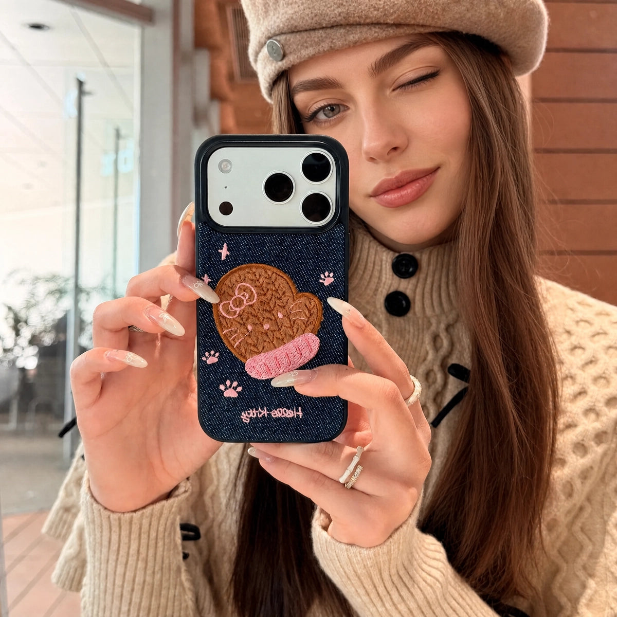 Embroidered Warm Cloak phone case by TRLab Shop featuring intricate embroidery and soft protective material.