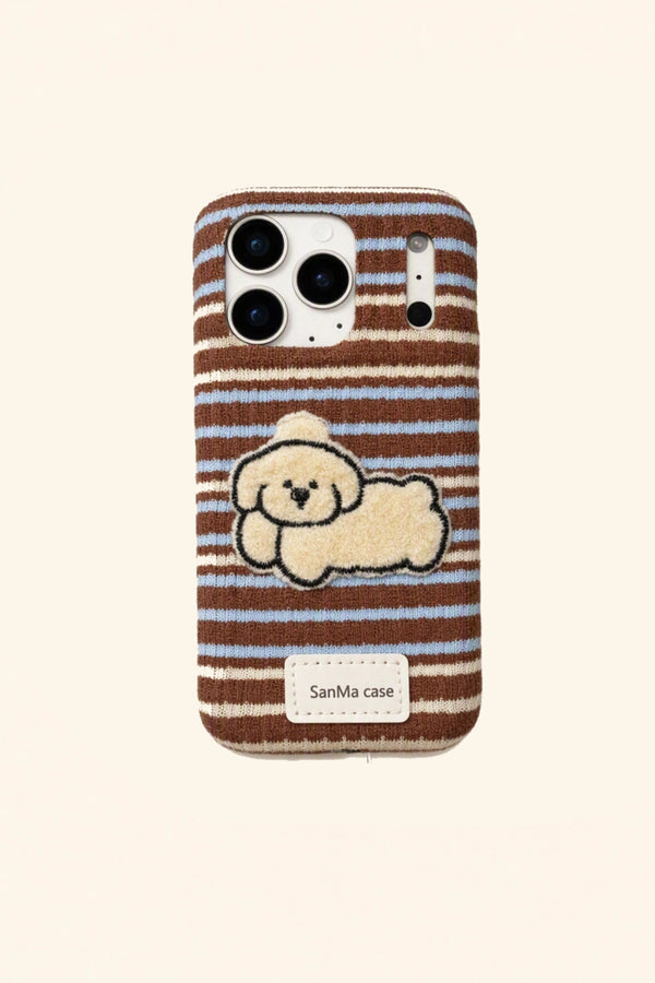 Terry Puppy embroidered phone case by TRLab Shop, featuring colorful puppy embroidery on a protective phone cover.