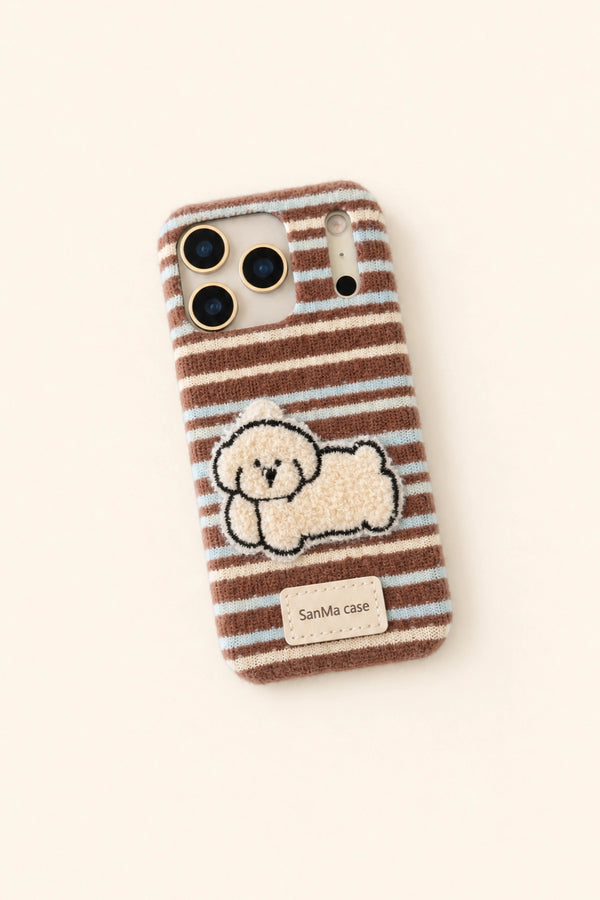 Terry Puppy embroidered phone case by TRLab Shop, featuring a cute puppy design on a protective accessory for smartphones.