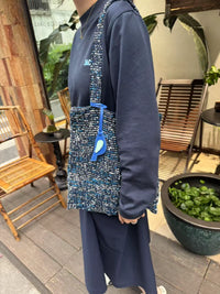 Sapphire blue hour tote bag with matching phone pouch from TRLab Shop, featuring stylish design and durable materials.