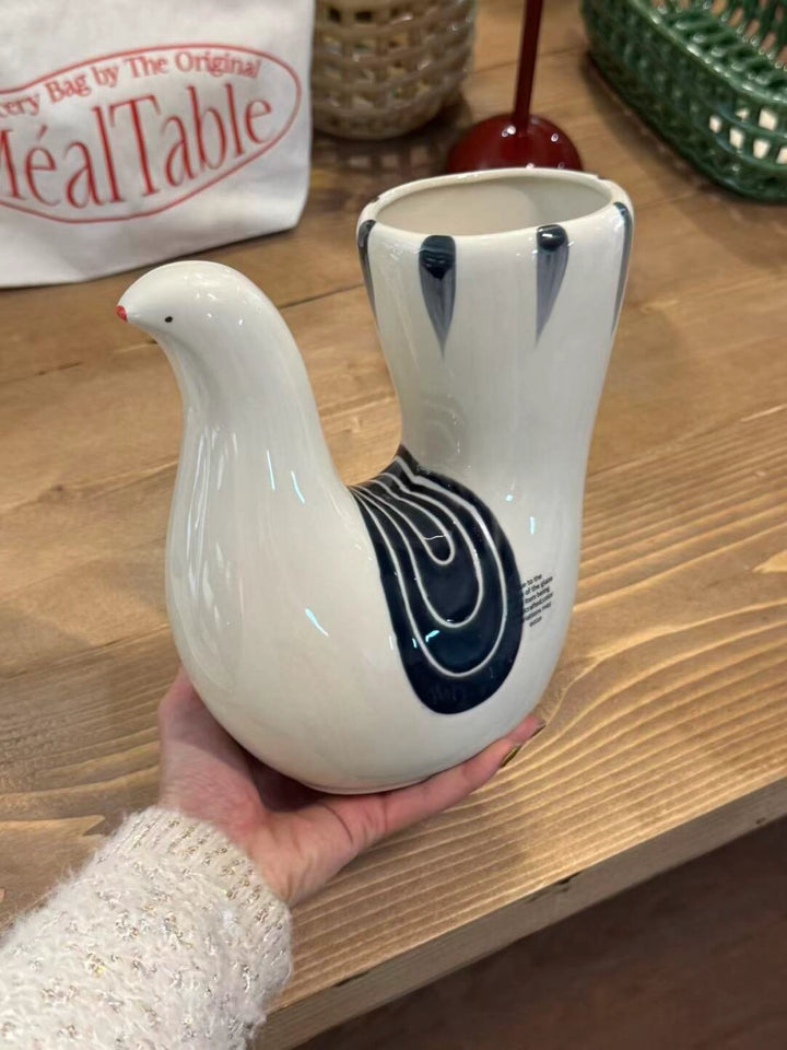 U-Shaped Dove Ceramic Vase