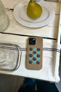 Vine and floral embroidered phone case by TRLab Shop, featuring colorful floral embroidery on a protective phone cover.