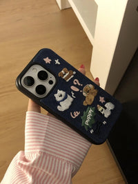 Puppy & Kitten Paradise Embroidered Phone Case - TRLab Shop