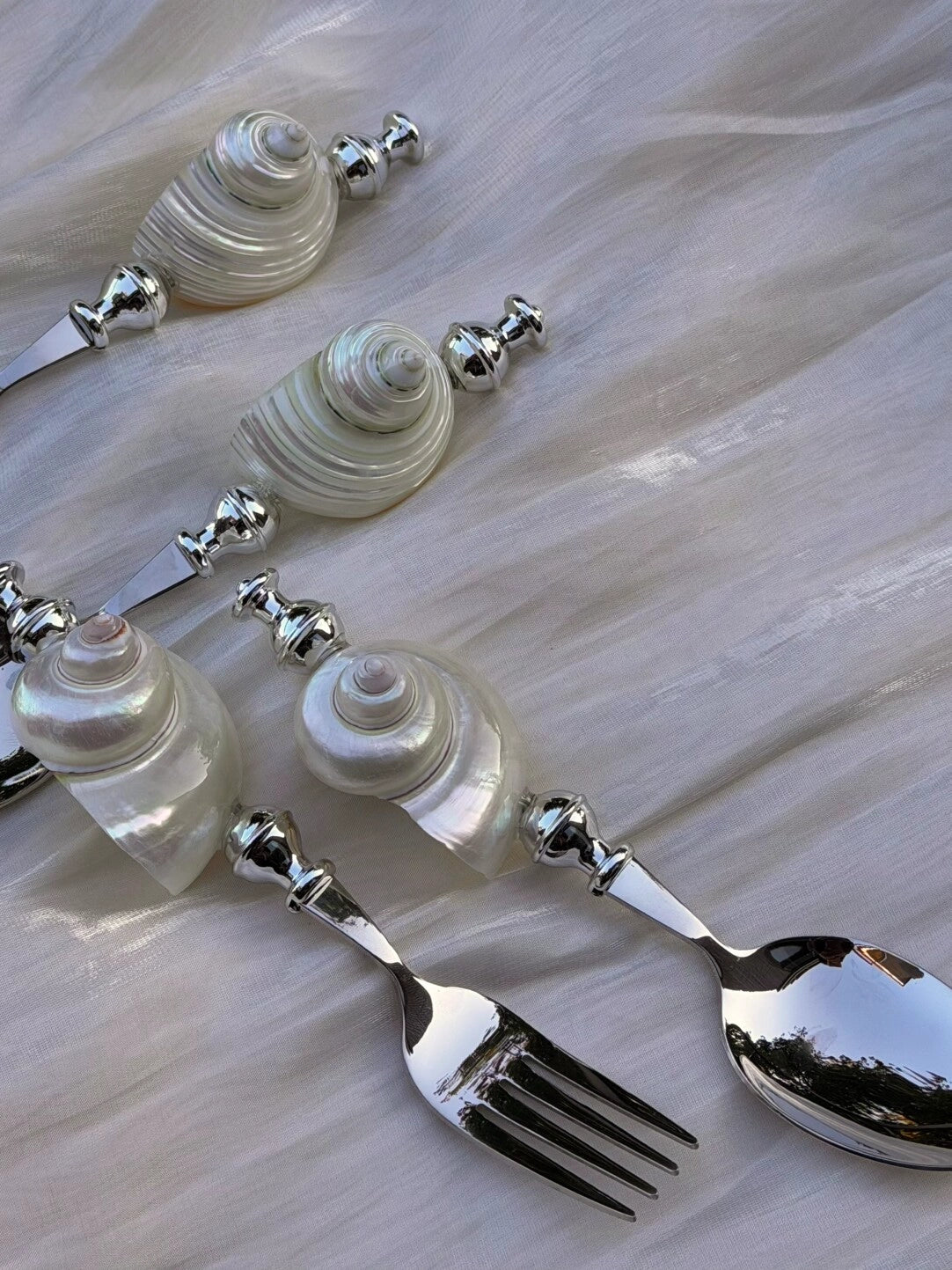 Moonlight Pearl Conch Stainless Steel Spoon & Fork - TRLab Shop