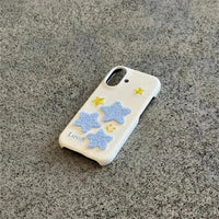 Leather Terry Star embroidered phone case by TRLab Shop, showcasing a soft leather case with star embroidery design.