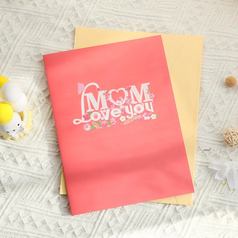 Love Mom 3D Pop Up Paper Art Greeting Card