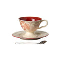 Floral and Fruit Ceramic Coffee Cup & Saucer Set