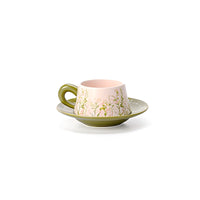 Fresh Floral Ceramic Coffee Cup & Saucer Set