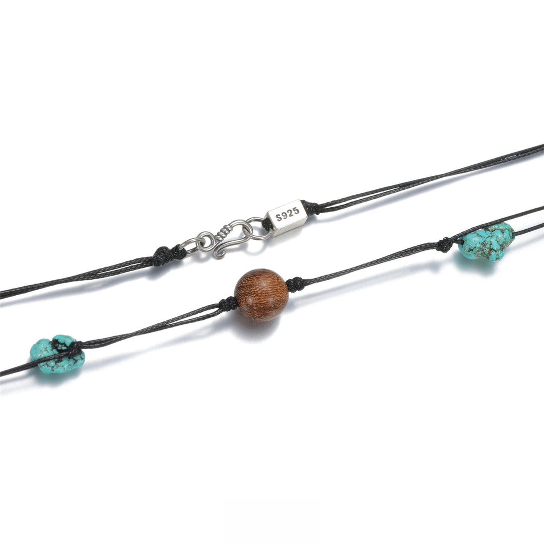 Single Sandalwood Bead and Turquoise Necklace