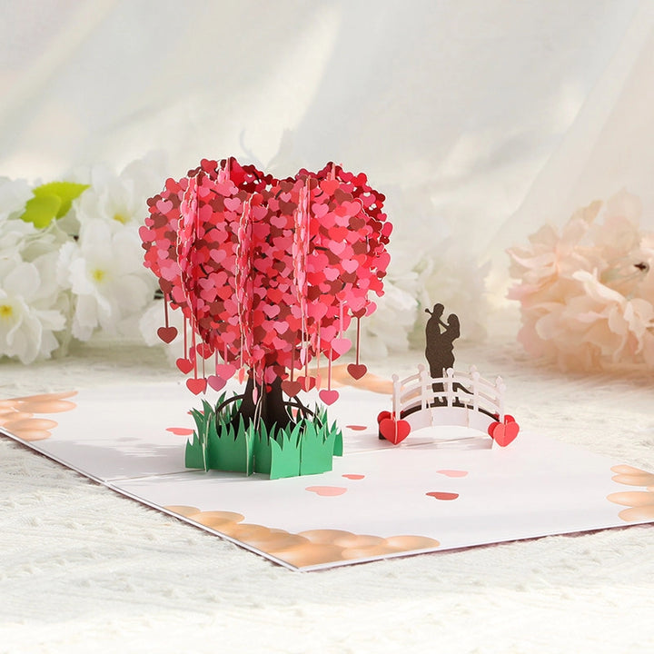 Love Heart Tree 3D Pop Up Paper Art Greeting Card