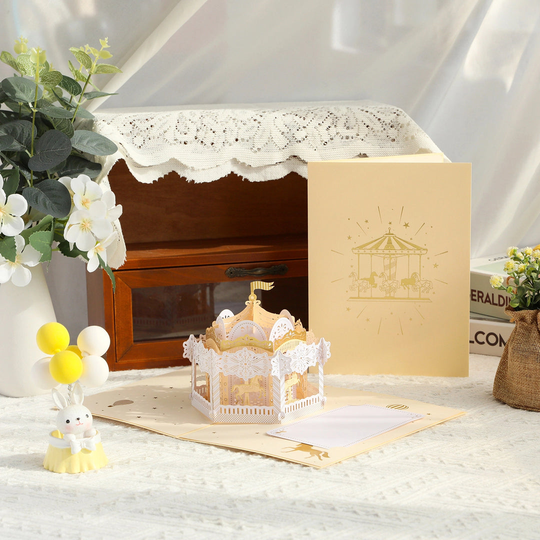 Carousel 3D Pop Up Paper Art Greeting Card