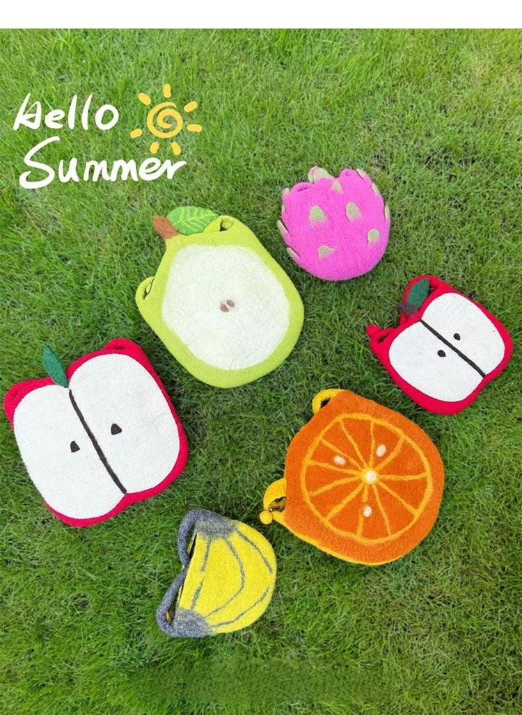 Felted Pear & Orange Crossbody Bag