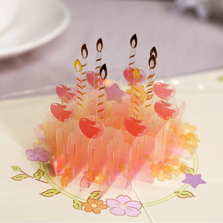 Acrylic Birthday Cake 3D Pop Up Paper Art Greeting Card