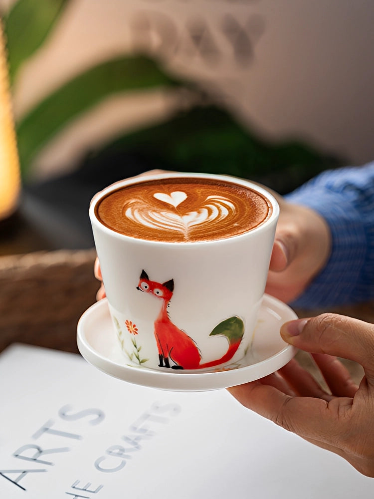 Red Fox ceramic tumbler by TRLab Shop, featuring a detailed fox design and a smooth, glossy finish.