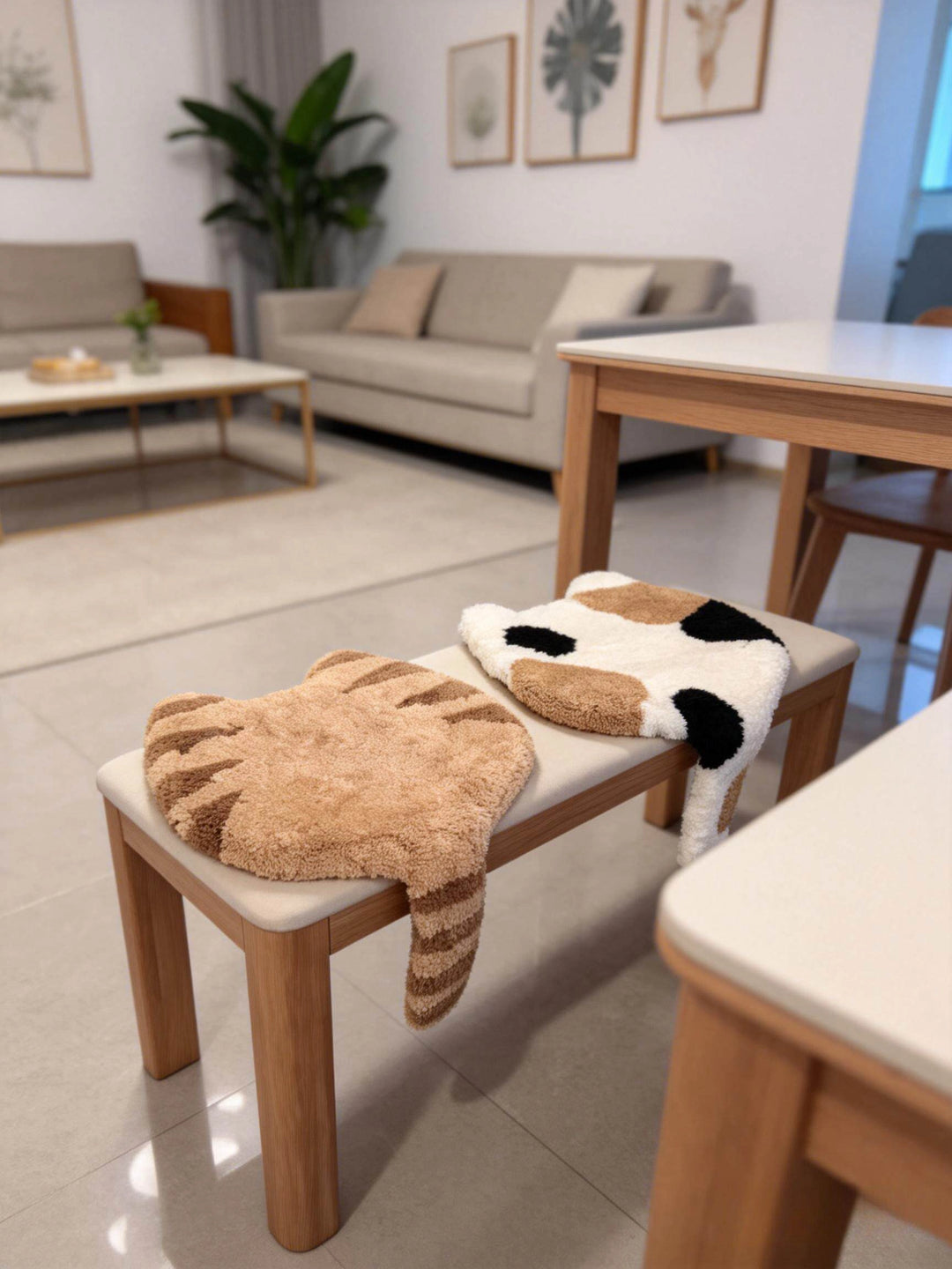 Cat Patterns Flocked Seat Cushion