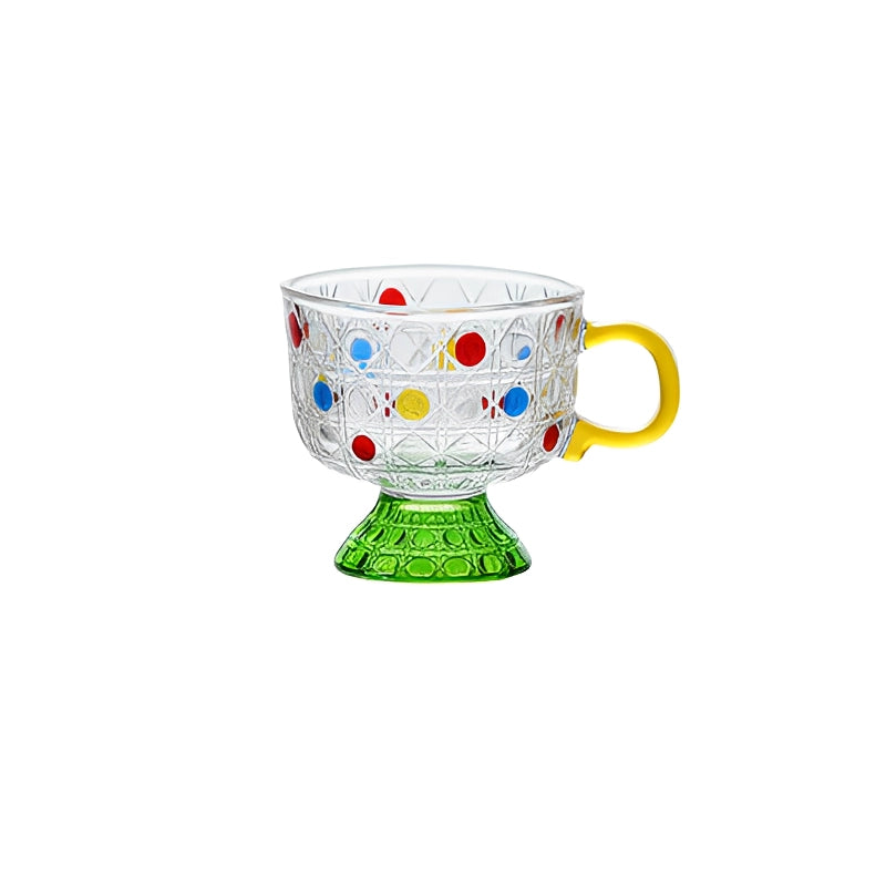 Colorful Polka-Dot Cane-Weave Glass Cup