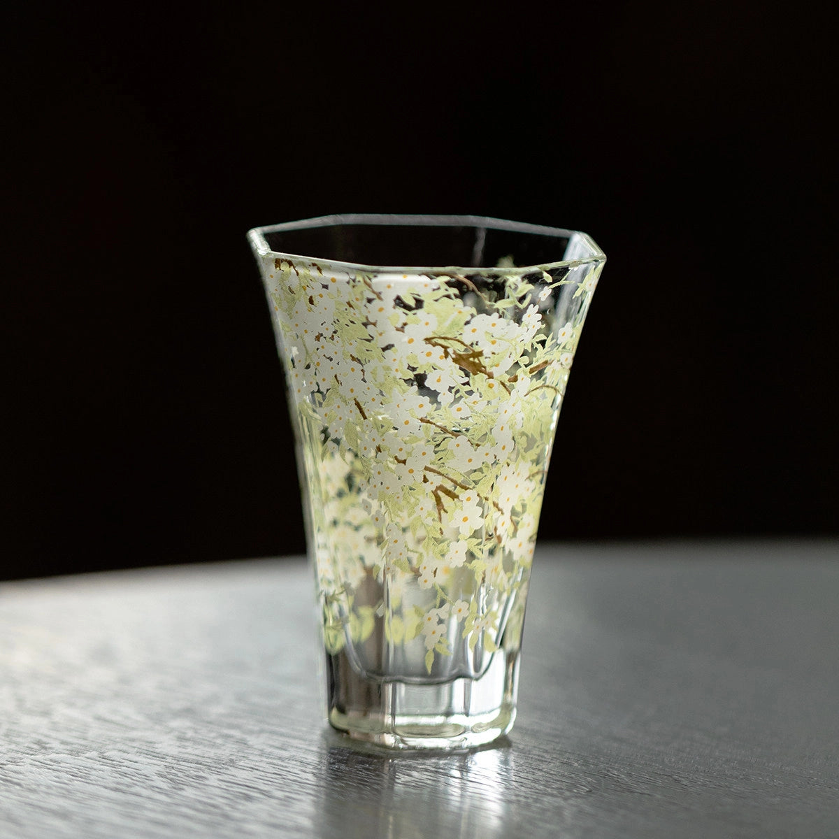 Pear-Blossom Hexagonal Glass Tumbler