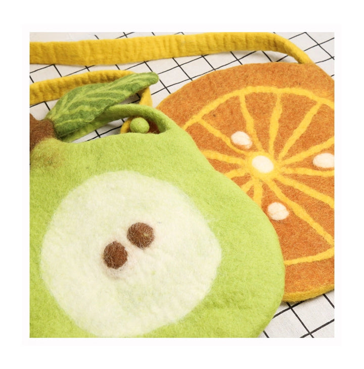 Felted Pear & Orange Crossbody Bag