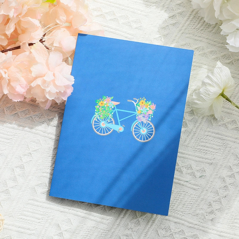 Bicycle in Full Bloom 3D Pop Up Paper Art Greeting Card