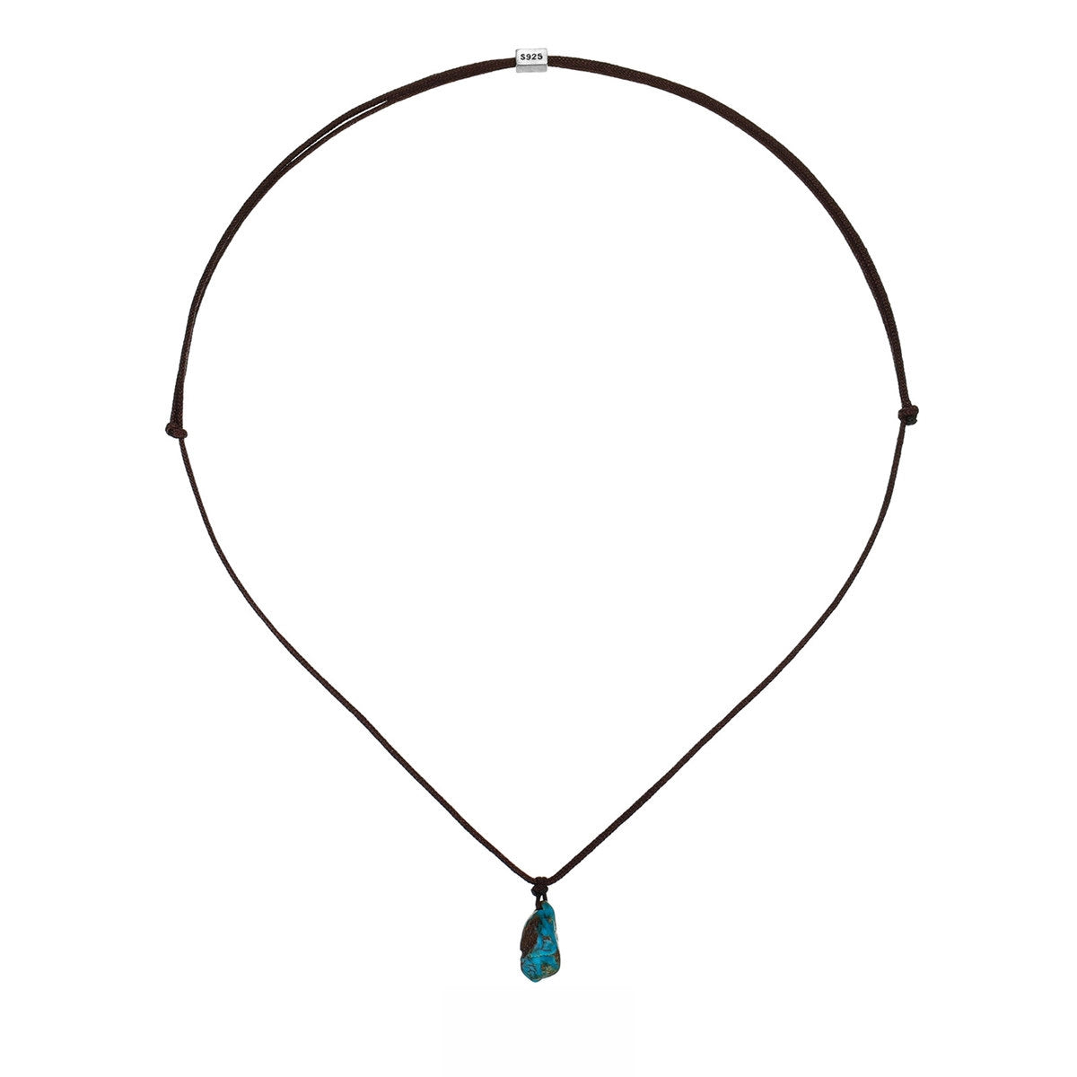 Turquoise hand-woven cord necklace with braided design, crafted by TRLab Shop, displayed on a neutral background.