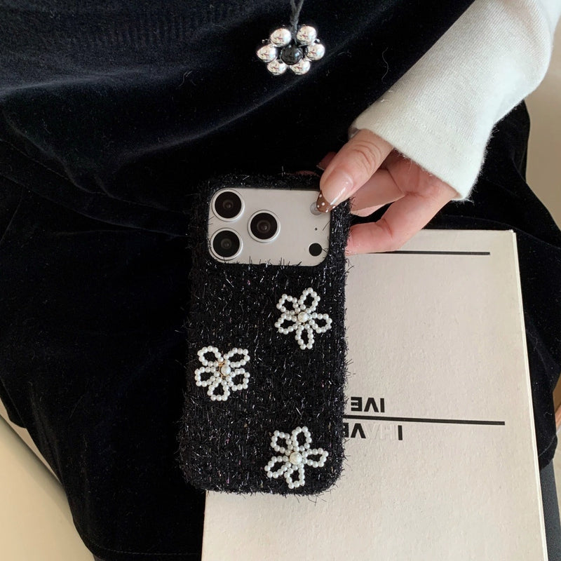 Tweed Beaded Flower Phone Case - TRLab Shop
