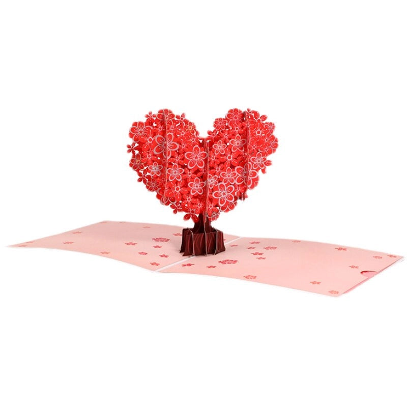 Love Heart Sakura 3D Pop Up Paper Art Greeting Card