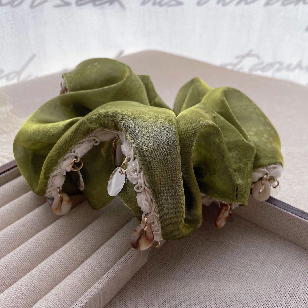 Green Sea Breeze Wavy Hem Scrunchie - TRLab Shop
