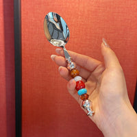 Molten Gold Beads Stainless Steel Spoon & Fork